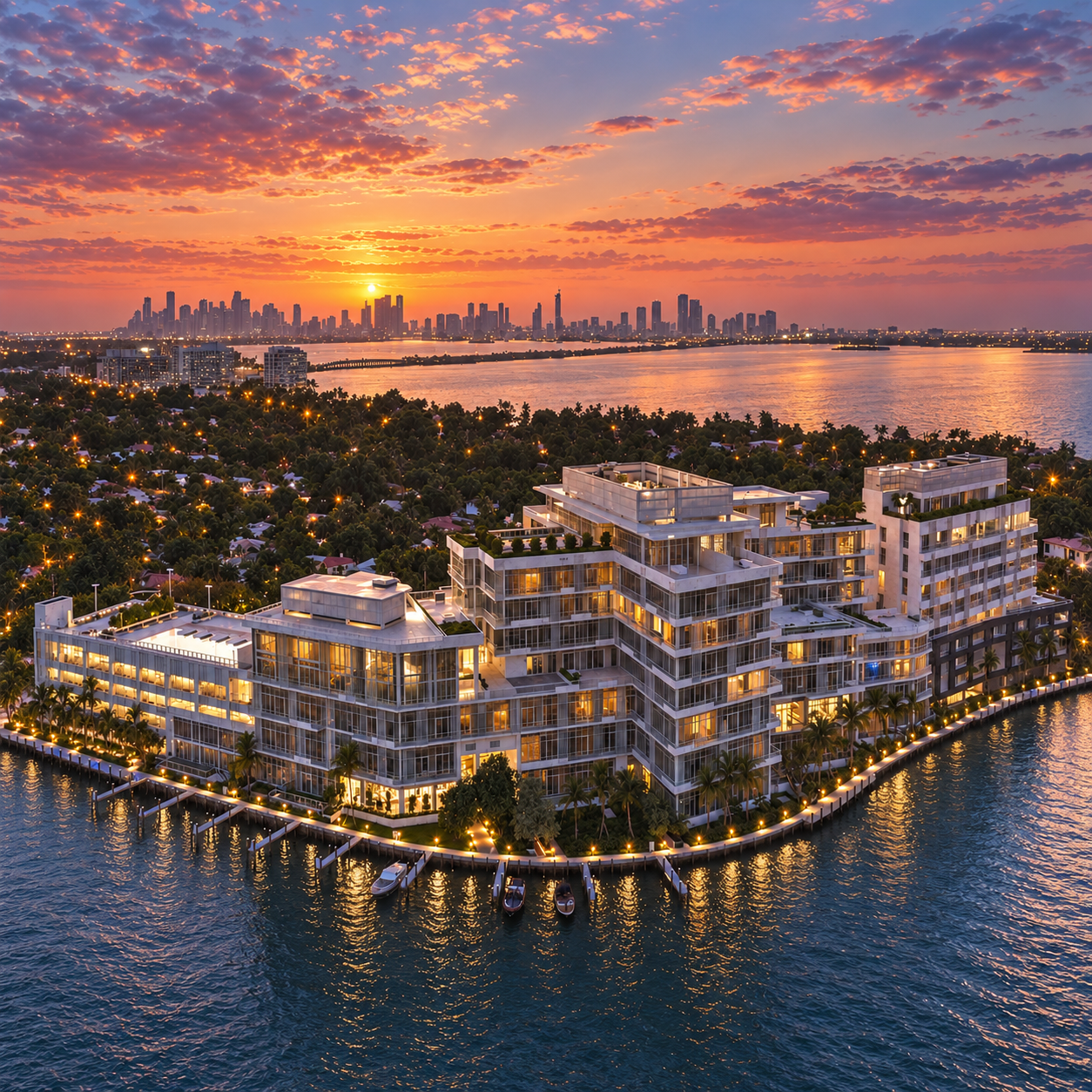Residential visualization at sunset