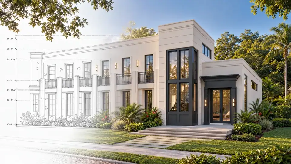Architectural facade shown in a real-world setting