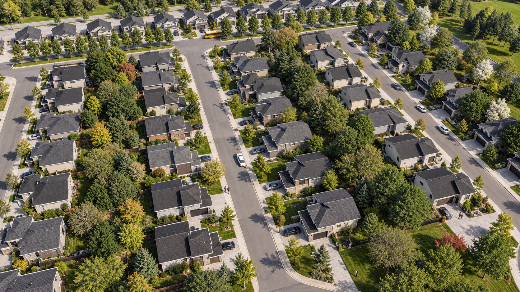 Aerial view of the Evergreen Grove residential community in Sterling, Georgia