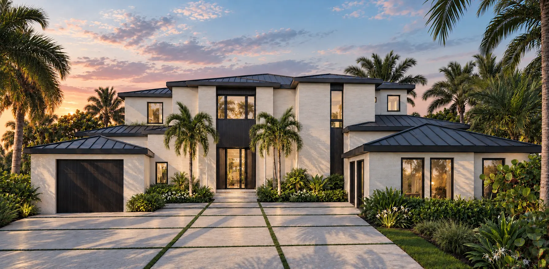 Intercoastal Residence at dusk in Naples