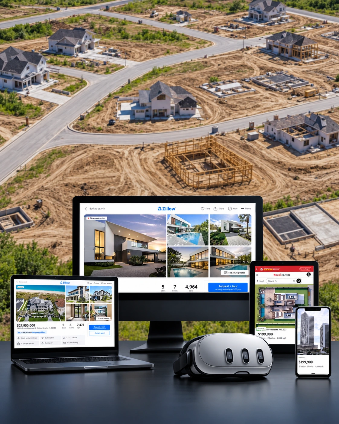 Integrated real estate project sales system across desktop, tablet, mobile and virtual reality
