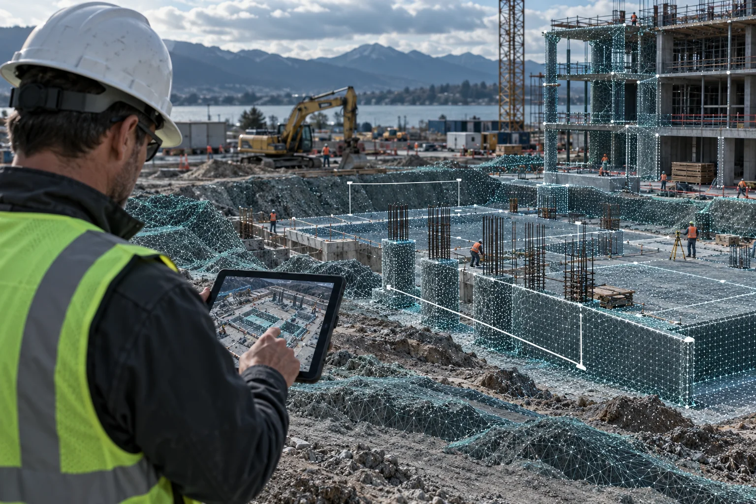 Conceptual editorial illustration for Construction Tech